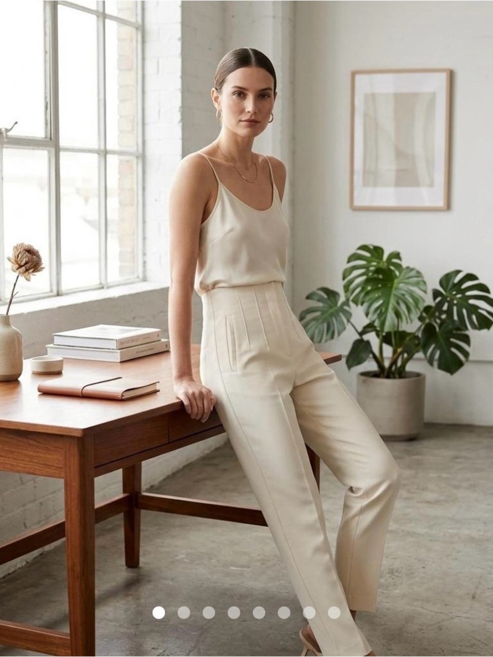 Zara High-Waist Cream Trousers for Women